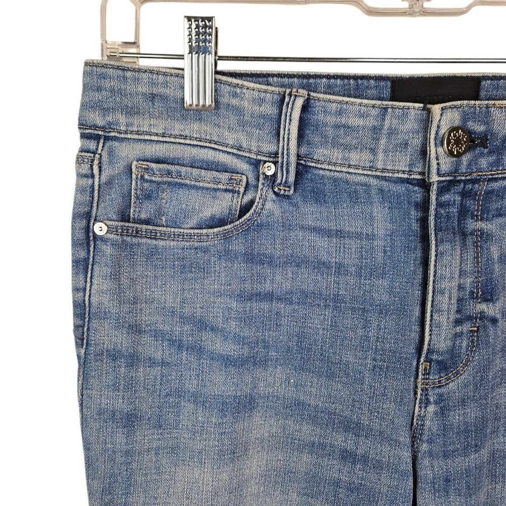 White House Black Market The Slim Ankle Mid Rise Jeans Size 4 Cuffed Chain Detai - Picture 2 of 12